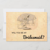 ヴィンテージ素朴ポップ・アートのアートおもしろいブリデスメイドカード 招待状 (正面)