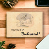 ヴィンテージ素朴ポップ・アートのアートおもしろいブリデスメイドカード 招待状