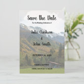 ヴィンテージ素朴マウンテンウェディング日付を保存 セーブザデート (スタンド正面)