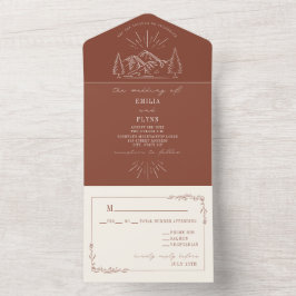 ヴィンテージ素朴マウンテンテラコッタRSVP オールインワン招待状