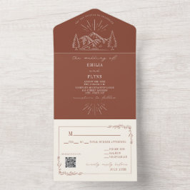 ヴィンテージ素朴マウンテンテラコッタRSVP QR オールインワン招待状