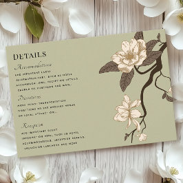 ヴィンテージ素朴マグノリアセージ結婚グリーン詳細 出欠カード