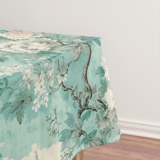 ヴィンテージ素朴ミントカフランスのントリー テーブルクロス (インサイチュ)