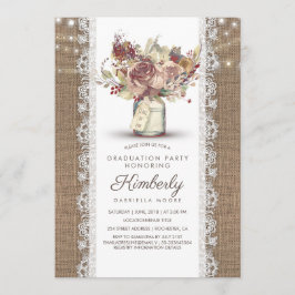 ヴィンテージ素朴メイスンジャールバーラップレース卒業 招待状