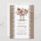 ヴィンテージ素朴メイスンジャールバーラップレース誕生日 招待状 (正面)