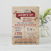 ヴィンテージ素朴メモリアルデー誕生日パーティ招待状 招待状 (スタンド正面)