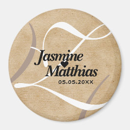 ヴィンテージ素朴モノグラム日付の保結婚存 マグネット