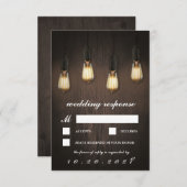 ヴィンテージ素朴ライツシック結婚式RSVPカード 出欠カード (正面/裏面)