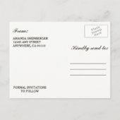 ヴィンテージ素朴ライトシック保存の日付カード 案内ポストカード (裏面)