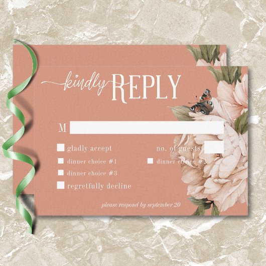 ヴィンテージ素朴ラスト&ピーチピーニーズディナー 出欠カード