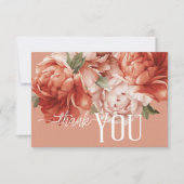 ヴィンテージ素朴ラスト&ピーチ牡丹結婚ズ サンキューカード (正面)