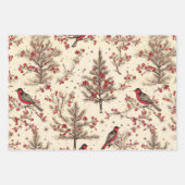 ヴィンテージ素朴ラッピング紙鳥 ラッピングペーパーシート (正面3)