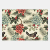 ヴィンテージ素朴ラッピング紙鳥 ラッピングペーパーシート (正面2)