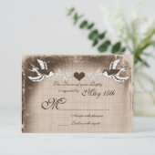 ヴィンテージ素朴ラブバード結婚式RSVPカード 出欠カード (スタンド正面)