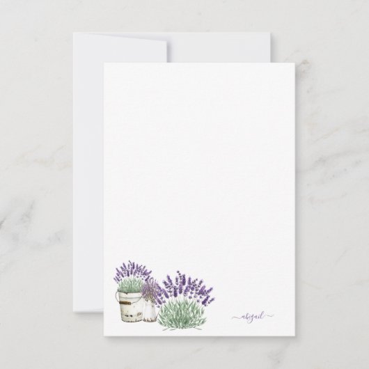 ヴィンテージ素朴ラベンダー名前をカスタムする空白の サンキューカード (正面)