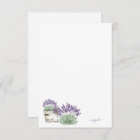ヴィンテージ素朴ラベンダー名前をカスタムする空白の サンキューカード (正面/裏面)