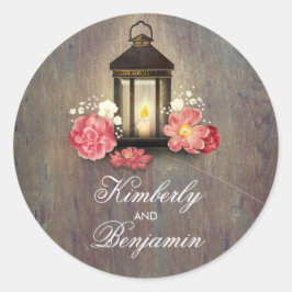 ヴィンテージ素朴ランタンウッドバ結婚ンズ ラウンドシール