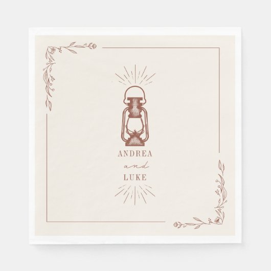 ヴィンテージ素朴ランタンテラコッタ結婚ズ スタンダードランチョンナプキン (正面)