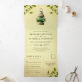 ヴィンテージ素朴ランタン全容結婚量 三つ折り招待状 (内部)