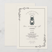 ヴィンテージ素朴ランタン結婚ズ 招待状 (正面/裏面)