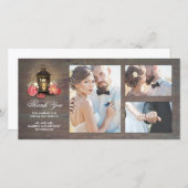 ヴィンテージ素朴ランタン結婚フローラ サンキューカード (正面/裏面)