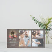 ヴィンテージ素朴ランタン結婚フローラ サンキューカード (スタンド正面)