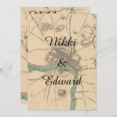 ヴィンテージ素朴リッチモンドVAマップ結婚式招待状 招待状 (正面/裏面)