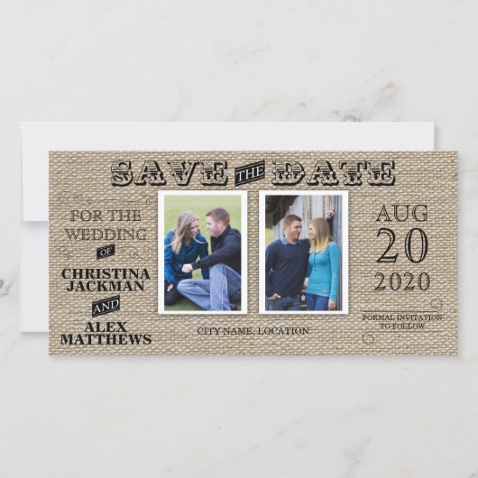 ヴィンテージ素朴ルック日付2の写真を保存 セーブザデート (正面)