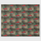 ヴィンテージ素朴レッドトラックの格子模様 ラッピングペーパー (フラット)