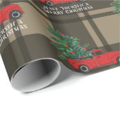 ヴィンテージ素朴レッドトラックの格子模様 ラッピングペーパー (ロールコーナー)