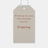 ヴィンテージ素朴レッドトラッククリスマス ギフトタグ (裏面)