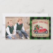 ヴィンテージ素朴レッドトラックグリーンバッファロープレイド写真 シーズンカード (正面)