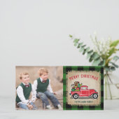 ヴィンテージ素朴レッドトラックグリーンバッファロープレイド写真 シーズンカード (スタンド正面)