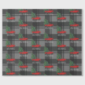 ヴィンテージ素朴レッドトラックグレープレイドクリスマス ラッピングペーパー (フラット)