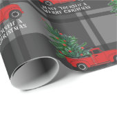 ヴィンテージ素朴レッドトラックグレープレイドクリスマス ラッピングペーパー (ロールコーナー)