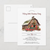 ヴィンテージ素朴レッドトラックバームクリスマスパーティー シーズンポストカード (正面/裏面)