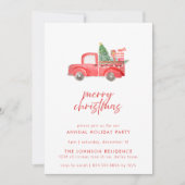ヴィンテージ素朴レッドトラックホリデーパーティー 招待状 (正面)