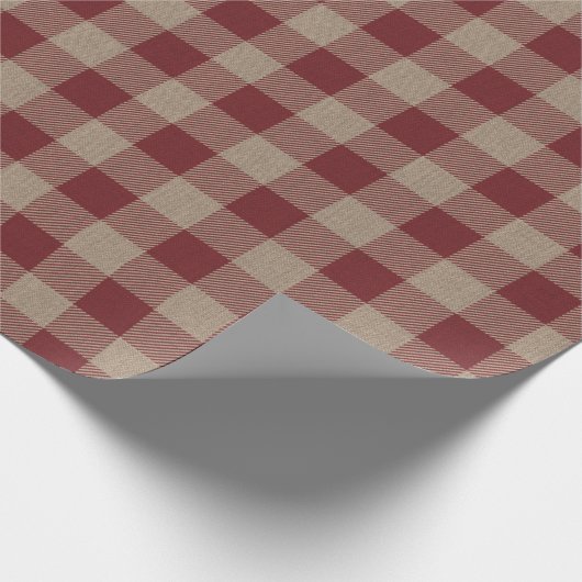 ヴィンテージ素朴レッドバッファローチェックギフト ラッピングペーパー (角)