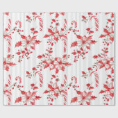 ヴィンテージ素朴レッドフローラ植物性クリスマス ラッピングペーパー (フラット)