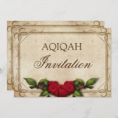 ヴィンテージ素朴レッドローゼベビーガールアクイカ 招待状 (正面/裏面)