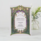 ヴィンテージ素朴レトロアールヌーボー植物学フローラ 招待状 (スタンド正面)