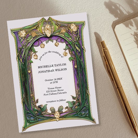 ヴィンテージ素朴レトロアールヌーボー植物学フローラ 招待状