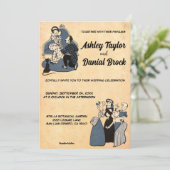 ヴィンテージ素朴レトロオスタイリッシュールド結婚ロマン 招待状 (スタンド正面)