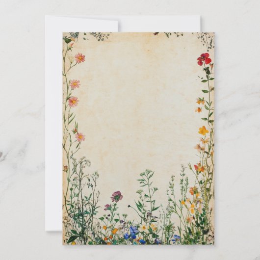 ヴィンテージ素朴レトロメドウワイルドフラワー 招待状 (裏面)
