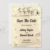 ヴィンテージ素朴レトロ50s古い結婚式の日付を保存 招待状 (正面)