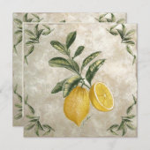 ヴィンテージ素朴レモン編集可能招待状 招待状 (正面/裏面)