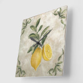 ヴィンテージ素朴レモン スクエア壁時計 (傾斜)