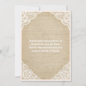 ヴィンテージ素朴レースのブライダルシャワー招待 招待状 (裏面)