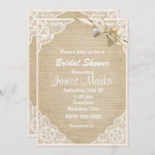 ヴィンテージ素朴レースのブライダルシャワー招待 招待状 (正面/裏面)