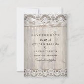 ヴィンテージ素朴レースの木の結婚式の日付を保存 セーブザデート (正面)